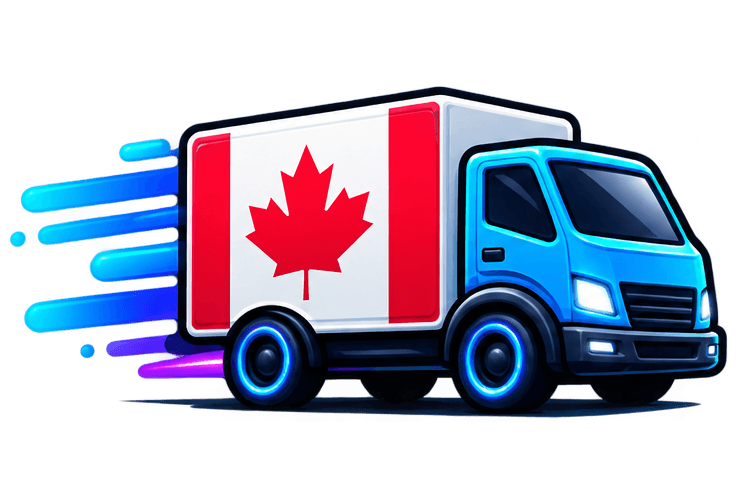 Delivery truck with Canadian flag - Canada-wide shipping
