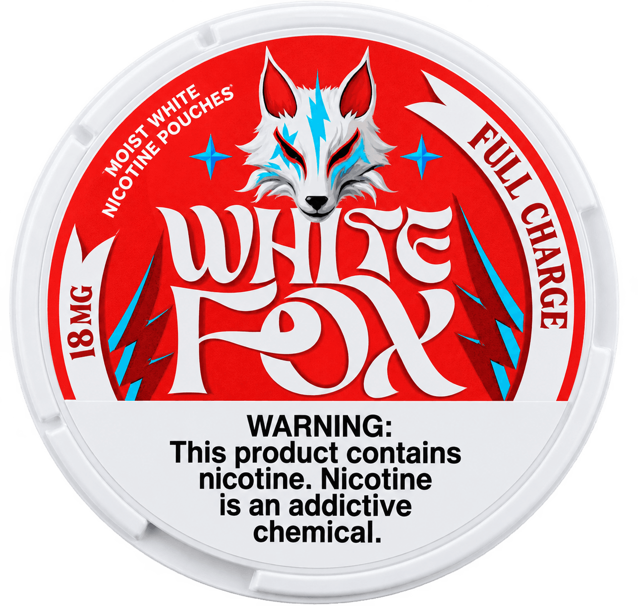 White Fox Full Charge 18 mg nicotine pouches tin