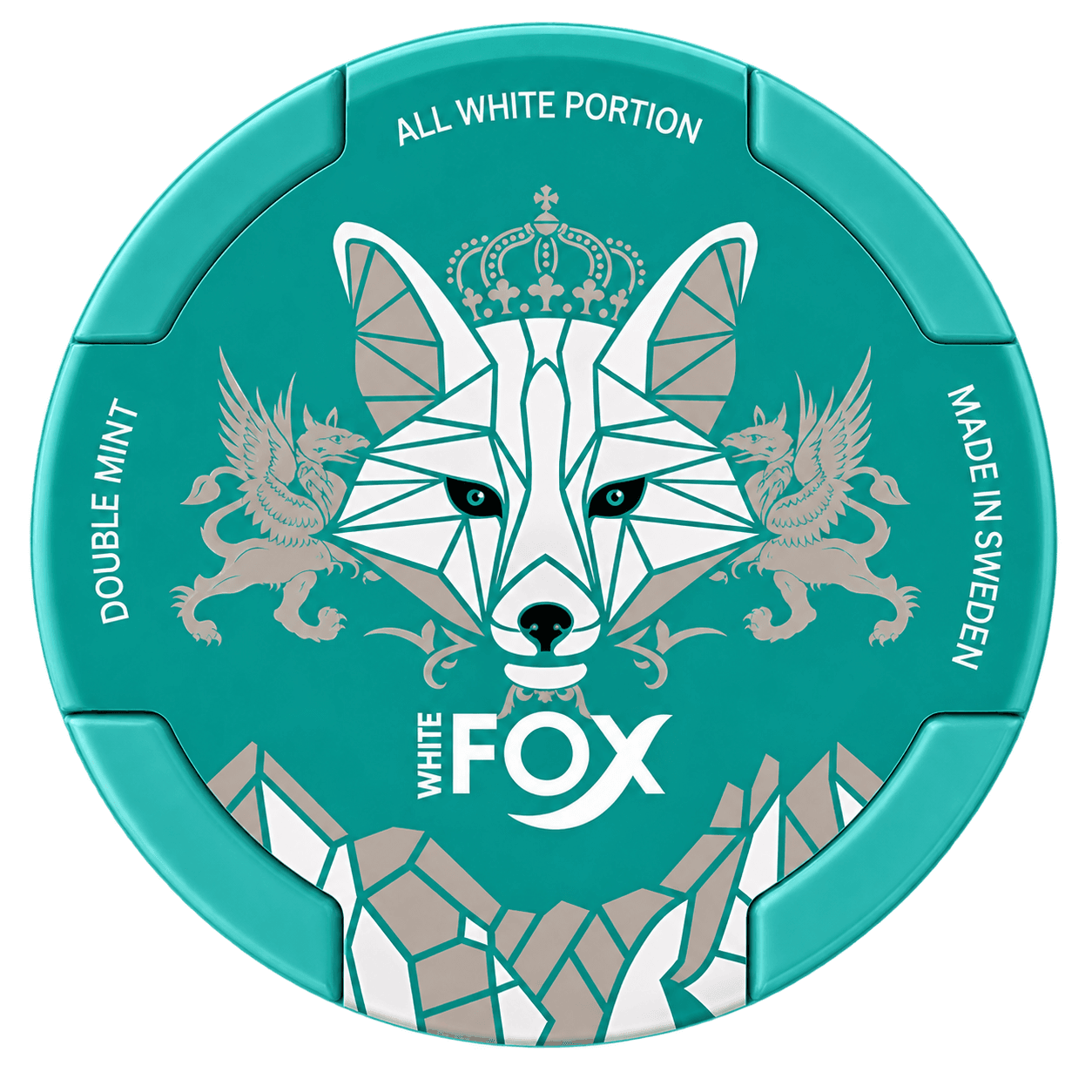 White Fox Double Mint 12 mg nicotine pouches tin